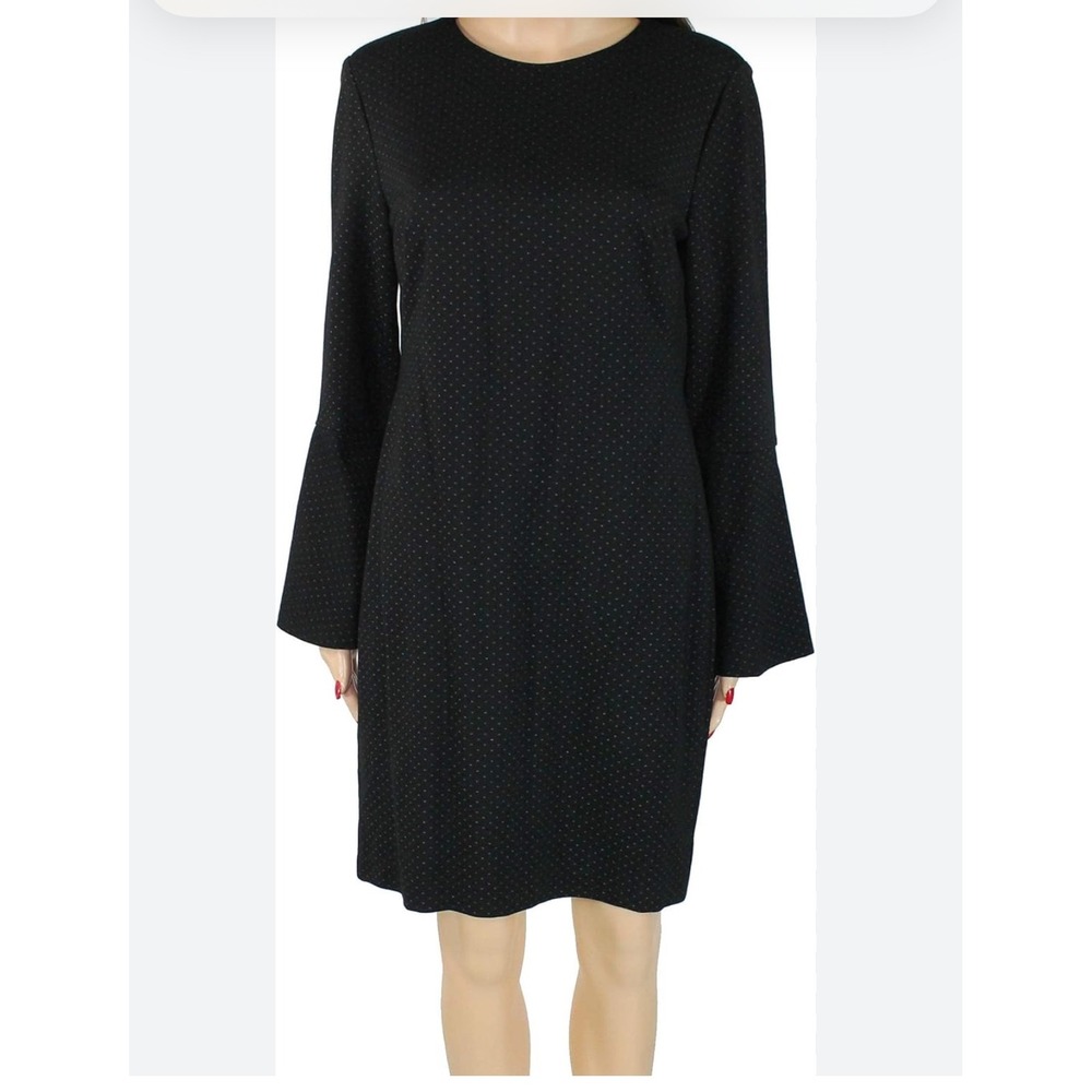 Lauren Ralph Lauren Women's Black subtle polka dot Bell Sleeve Sheath Dress‎ 6